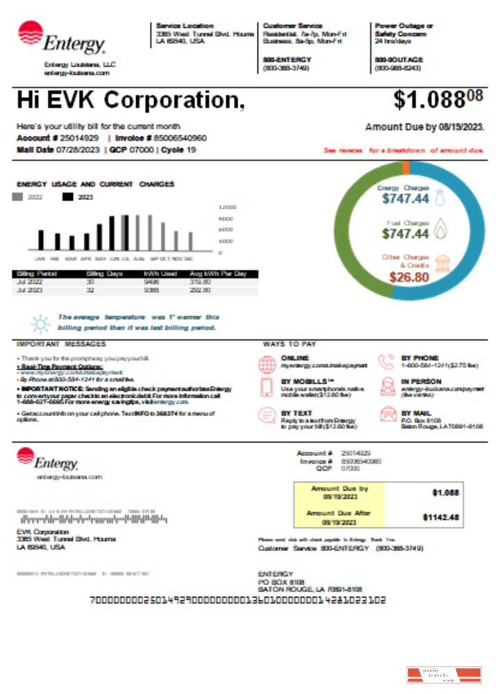 Louisiana Entergy utility business bill SCR PSD template